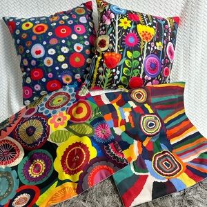 4 Beautiful Throw Pillow Covers - brightly colored.